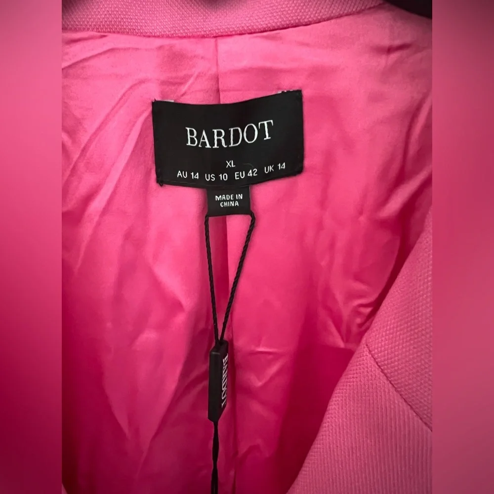 Bardot Parisienne Double Breasted Blazer in Pink Pop Size XL New
